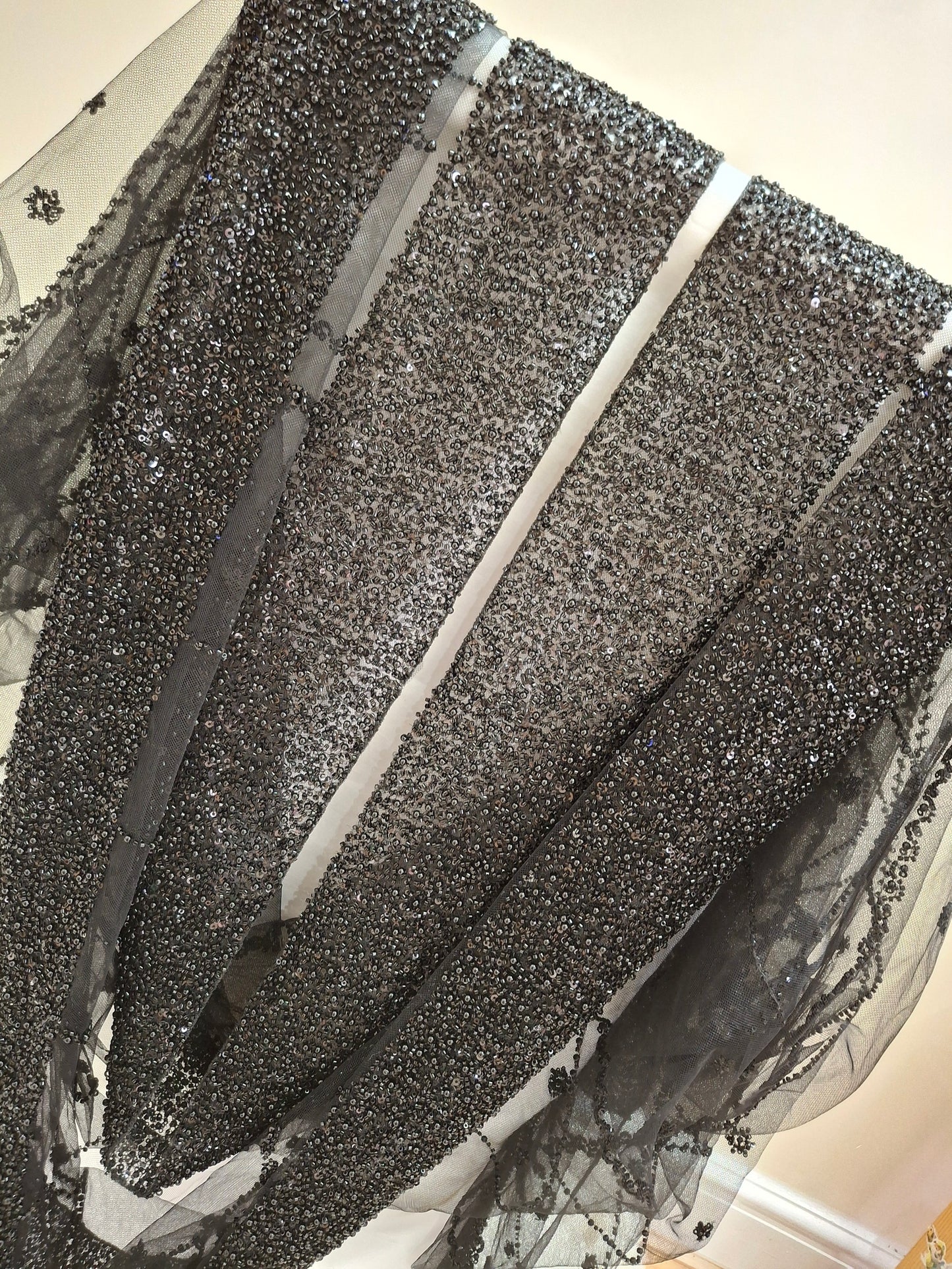 Cut Dana Heavy Diamond Embroidered Net(sold by the meters)