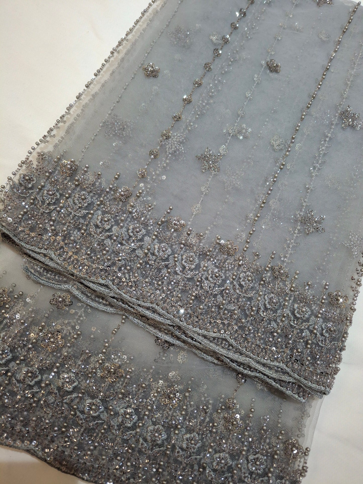 Cut Dana,Net Dupatta Heavy Embroidered Sequins (2.3 meters)