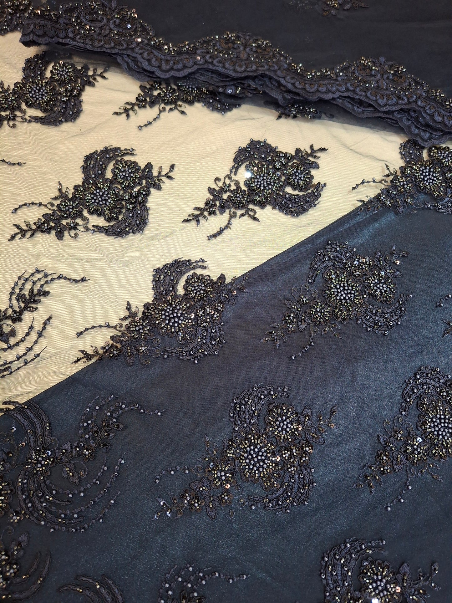 Luxurious Embroidered Navy Blue Net(Full suit set 4 piece)