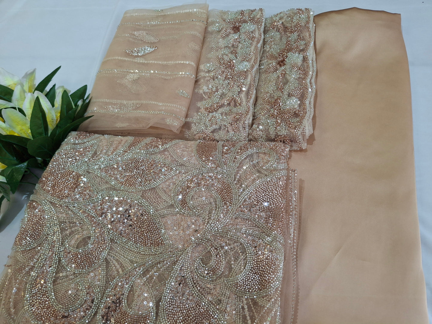 Cut Dana,Sequins,Heavy Embroidered Luxurious Net Fabric(4 piece suit set)