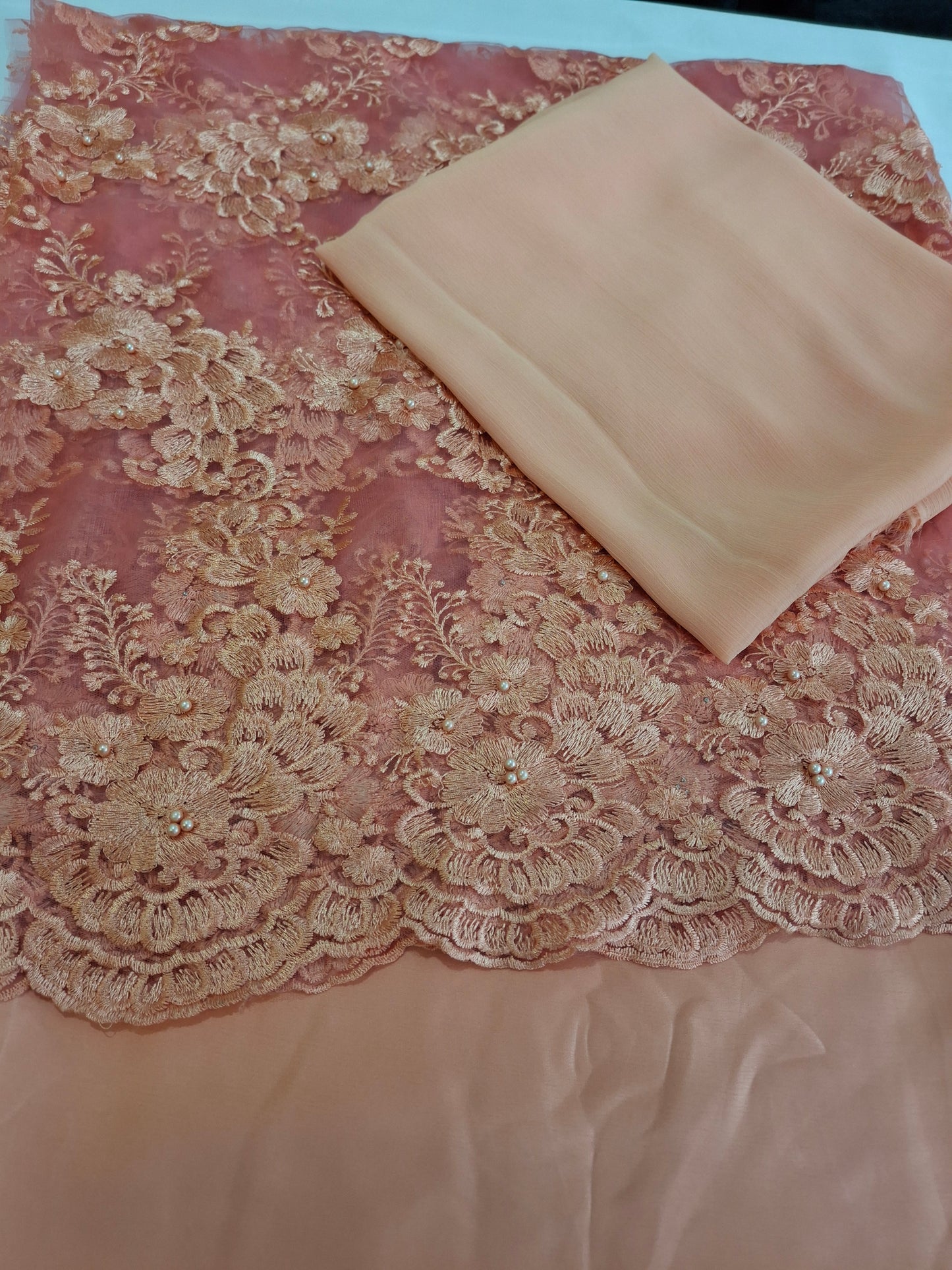 Luxurious Embroidered Net Fabric, 4 piece suit set