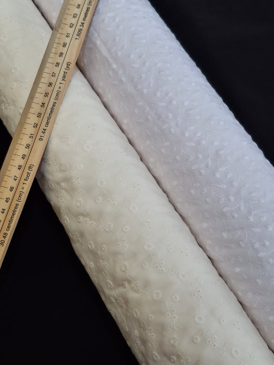 Chikankari-style Cotton Top Quality(4 meters, 60"width)