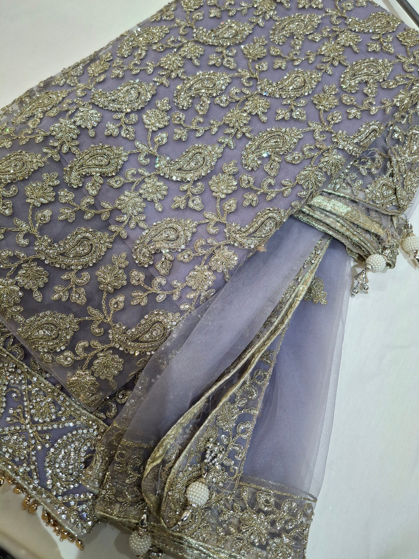 Embroidered Fancy Net,chiffon,4 piece suit set