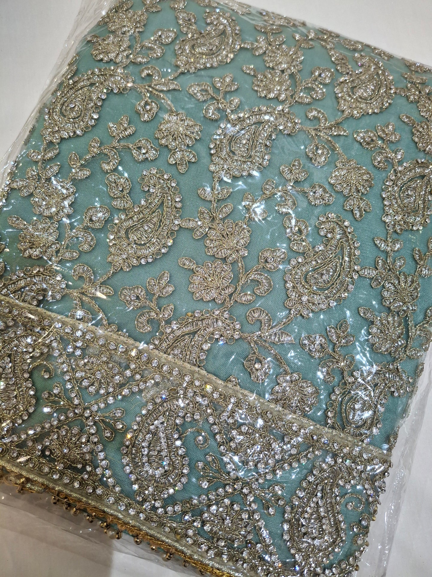 Embroidered Fancy Net,chiffon,4 piece suit set