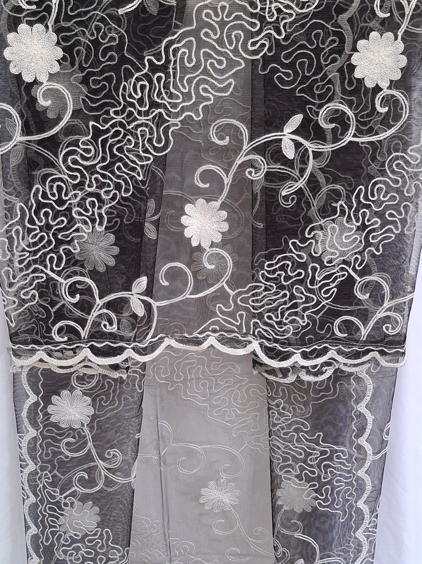 Lightweight Plain Net and Embroidered Dupatta(2.30 meters length)