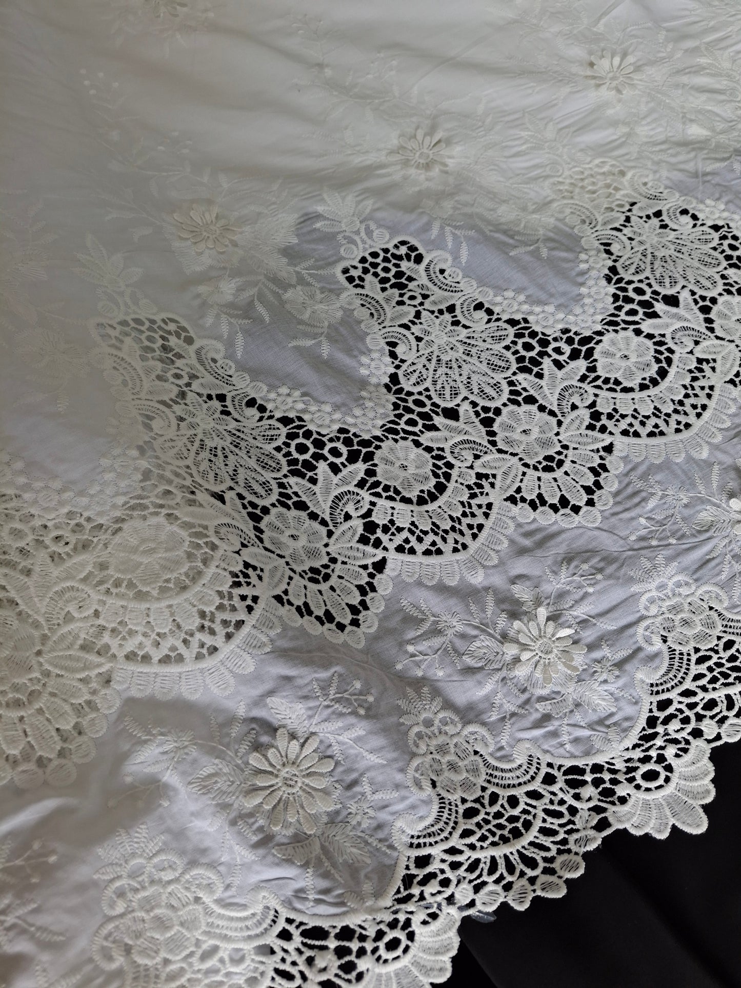 Whispering Blooms White Embroidered Cotton(2 meters)