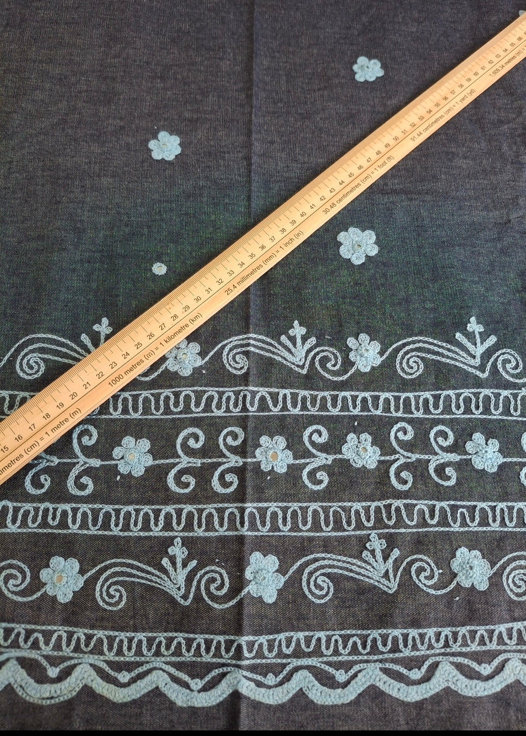 Embroidered Denim Cotton jeans fabrics Top Quality(2 meters,70"width)