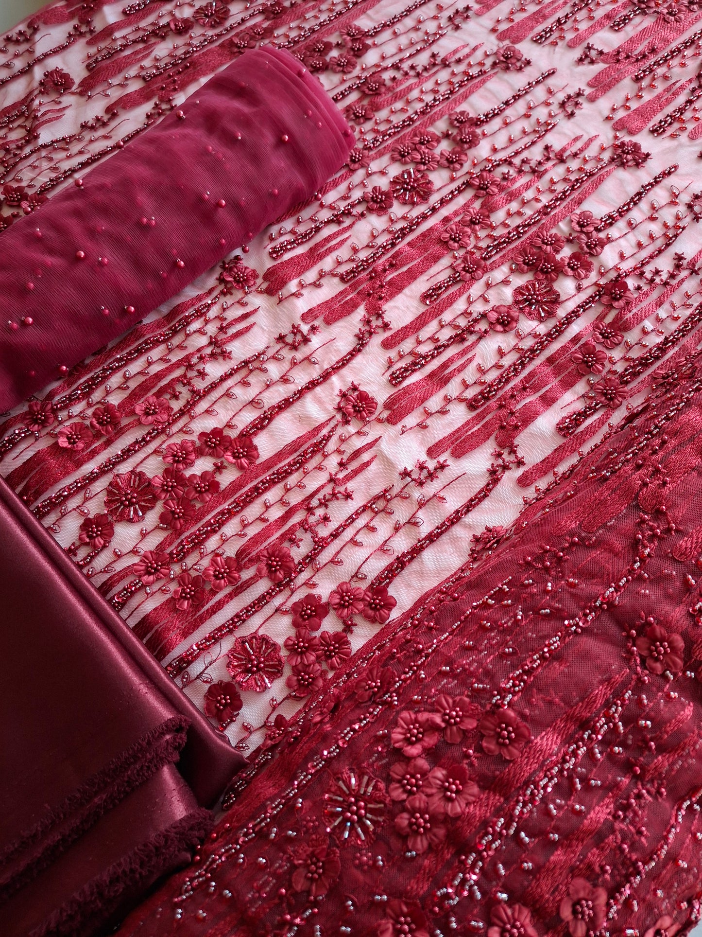 Cut dana,Luxurious Sequins Multicolour Heavy Net,4 piece suit set