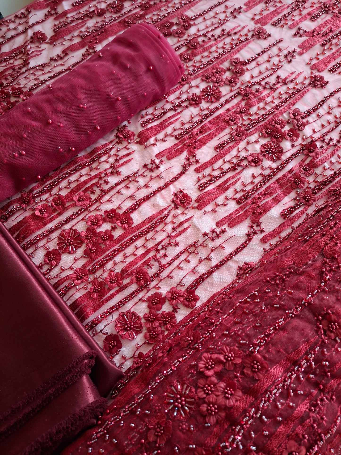 Cut dana,Luxurious Sequins Multicolour Heavy Net,4 piece suit set