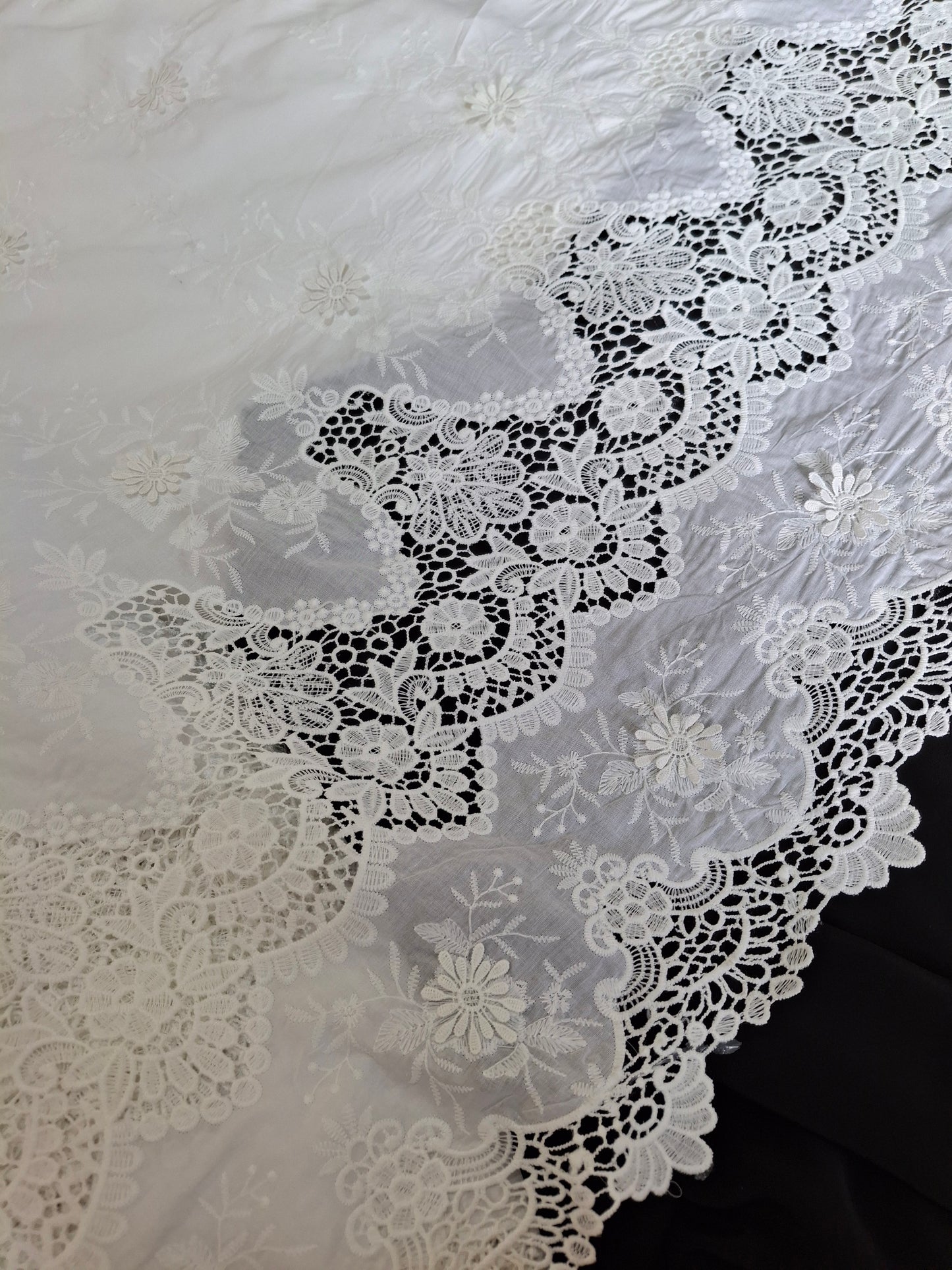 Whispering Blooms White Embroidered Cotton(2 meters)