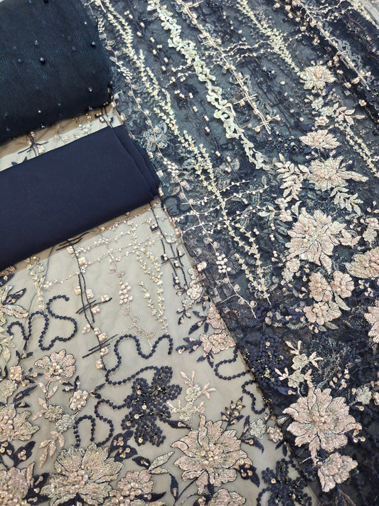 Cut Dana Heavy Embroidered Net,4 piece suit set