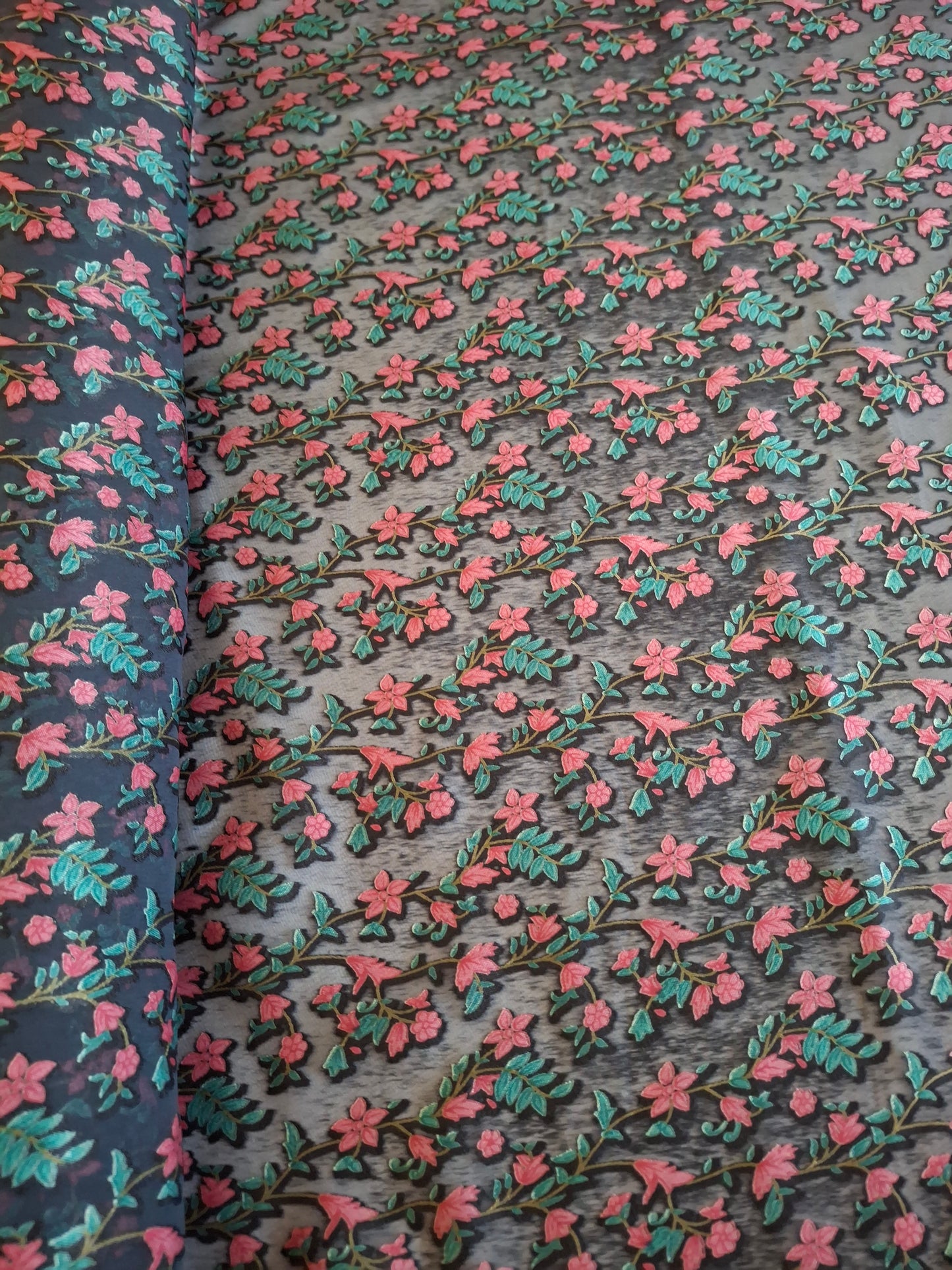 Baroshia Jacquard Pinky Flower Printed Fabrics Top Quality(sold by the meters)