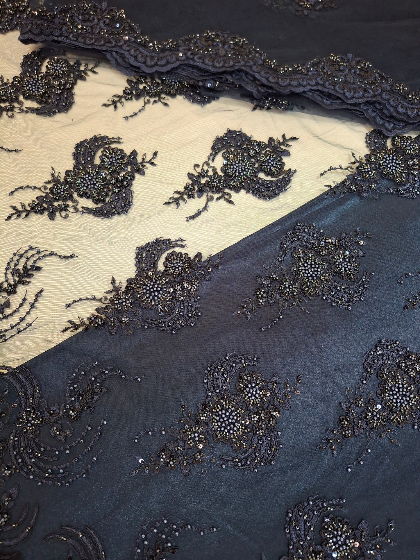 Luxurious Embroidered Navy Blue Net(Full suit set 4 piece)