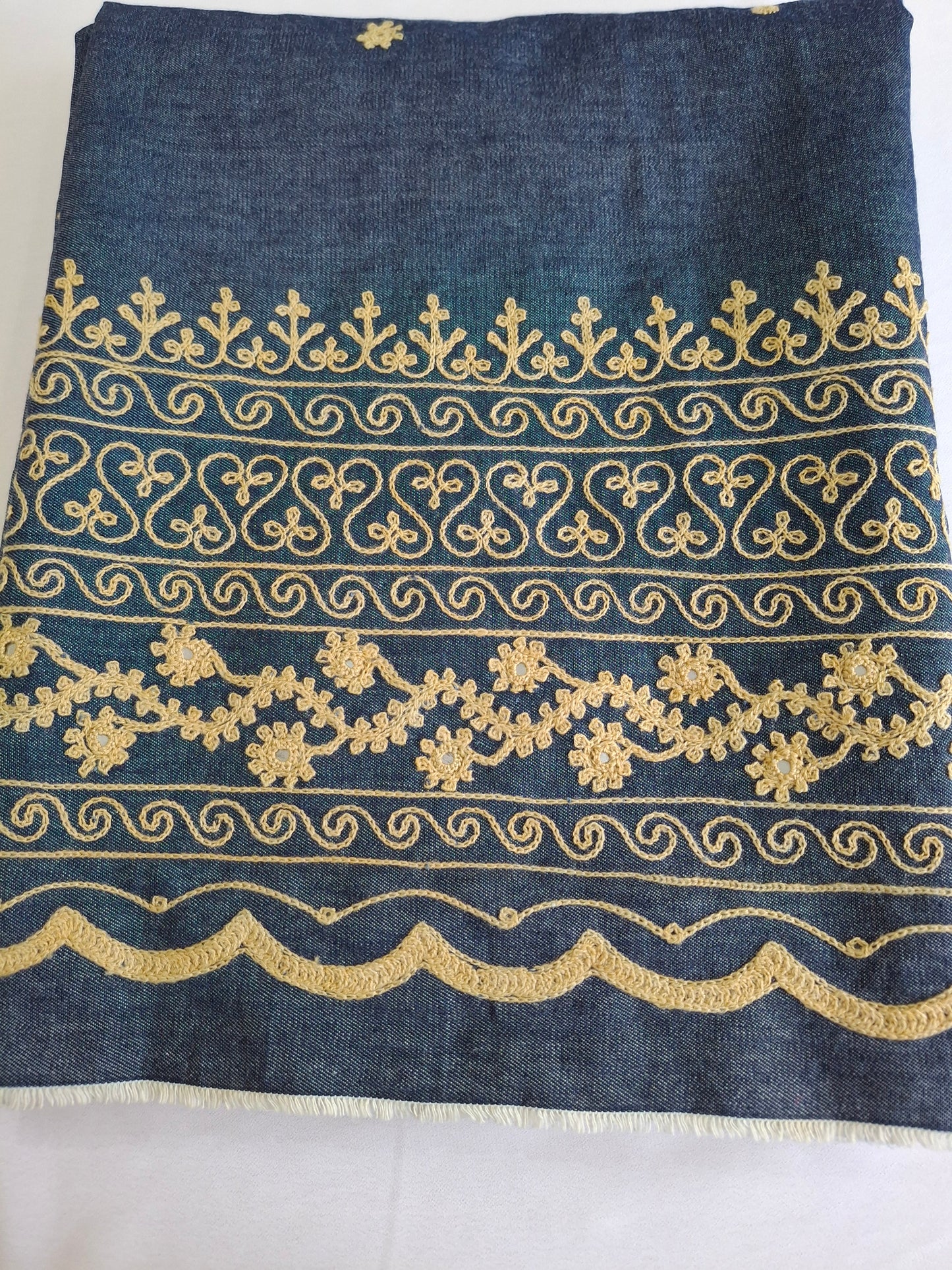 Embroidered Denim Cotton jeans fabrics Top Quality(2 meters,70"width)