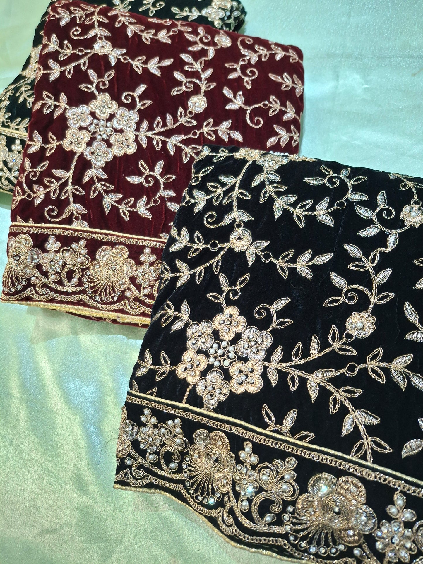 Micro Velvet Model 9000 Embroidered Fancy 3 Piece Suit Set