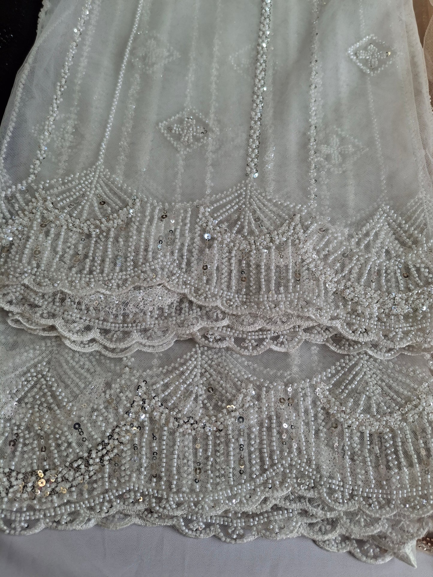 Cut Dana,Net Dupatta Heavy Embroidered Sequins (2.3 meters)