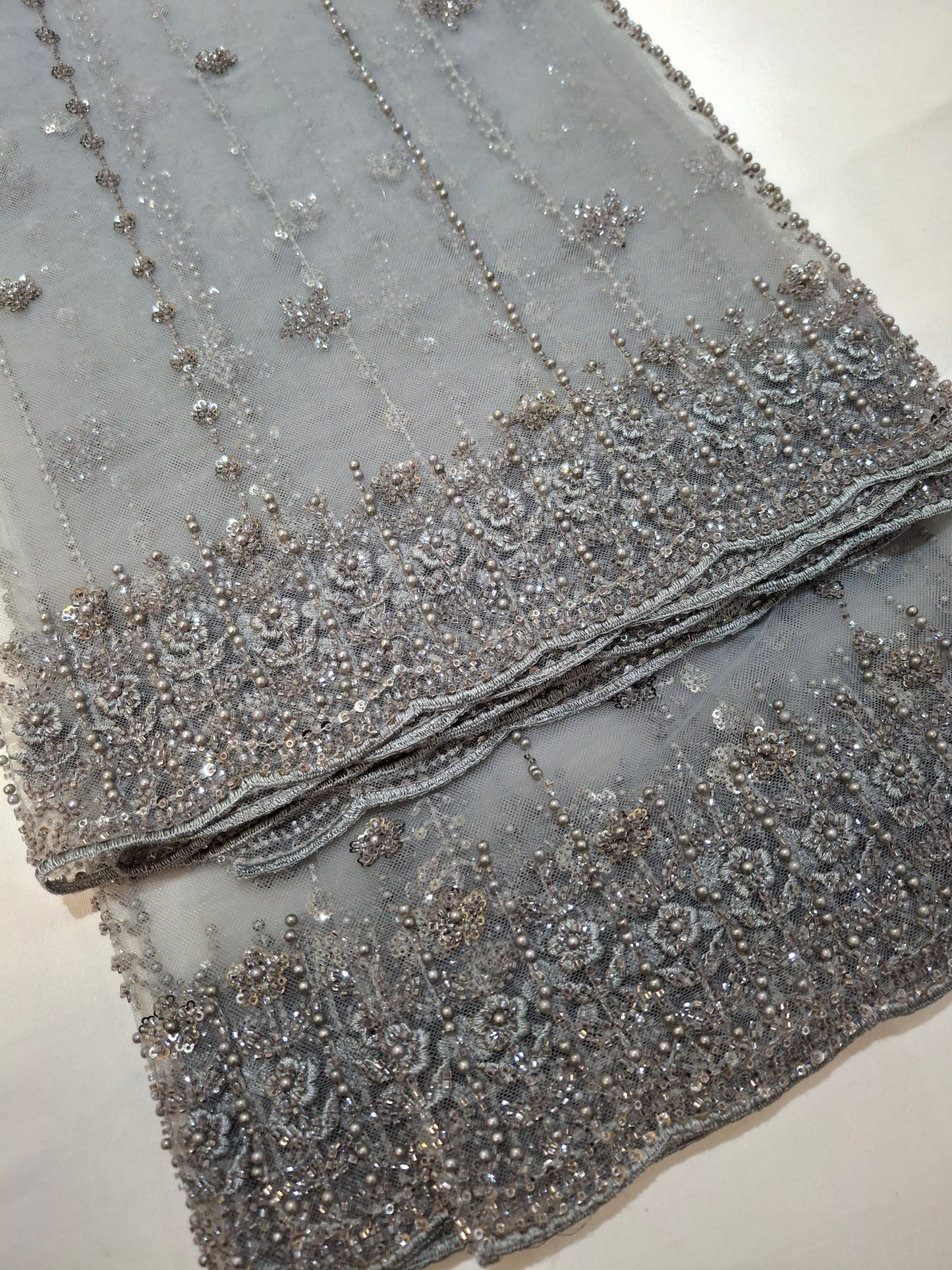 Cut Dana,Net Dupatta Heavy Embroidered Sequins (2.3 meters)