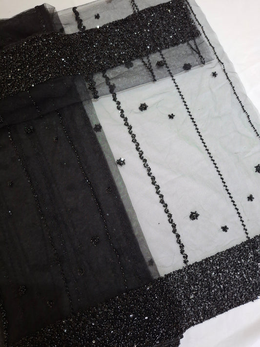 Cut Dana Heavy Diamond Embroidered Net(sold by the meters)