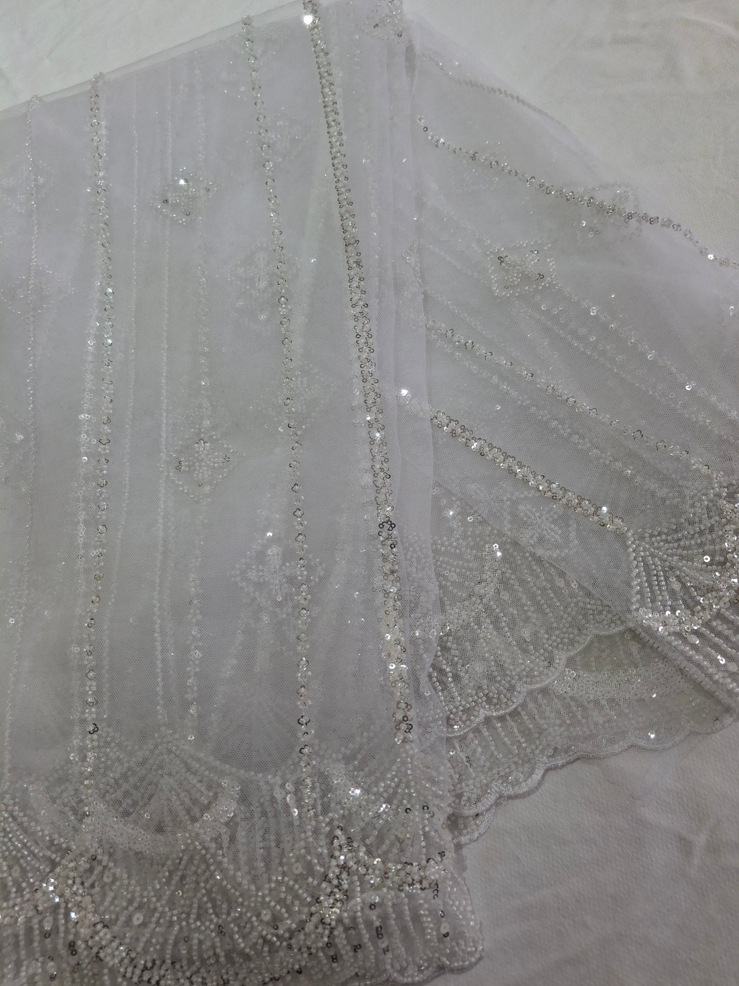 Cut Dana,Net Dupatta Heavy Embroidered Sequins (2.3 meters)