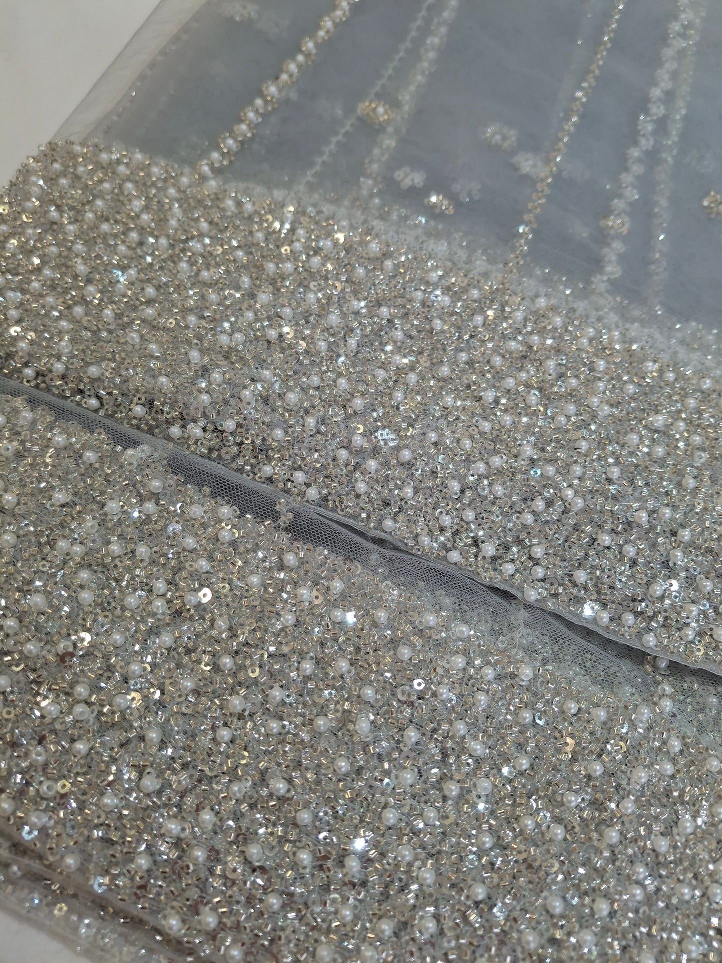 Cut Dana,Net Dupatta Heavy Embroidered Sequins (2.3 meters)