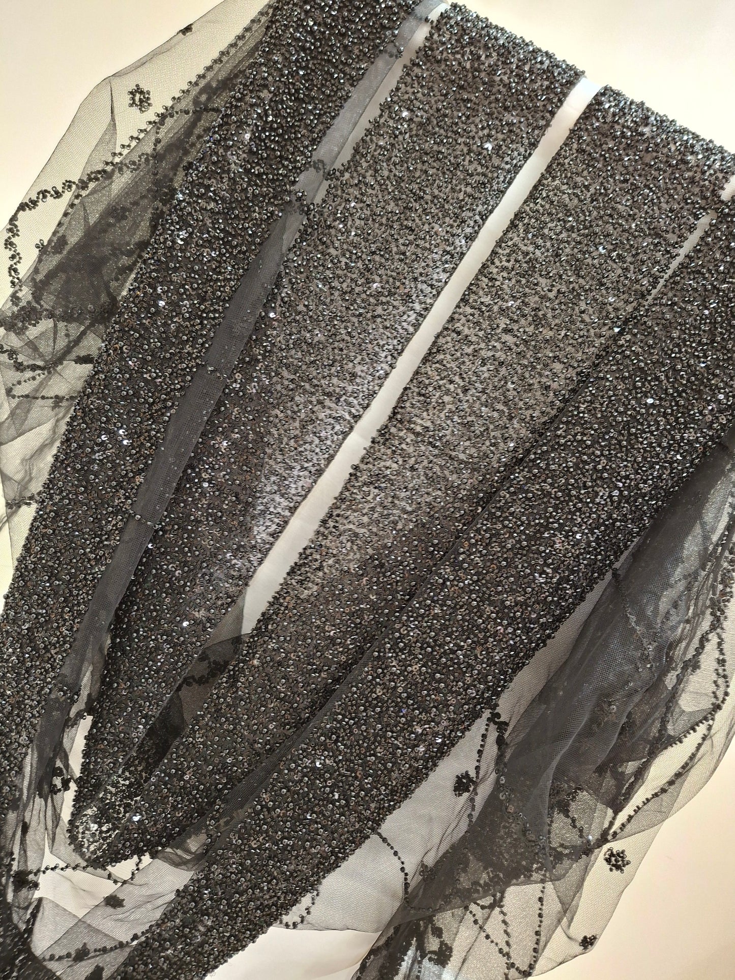 Cut Dana Heavy Diamond Embroidered Net(sold by the meters)