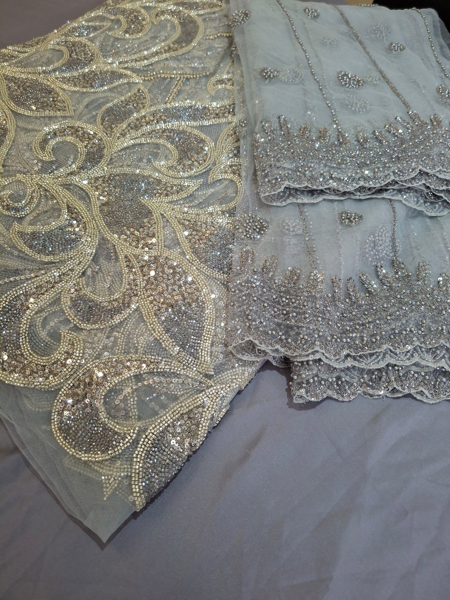 Cut Dana,Sequins,Heavy Embroidered Luxurious Net Fabric(4 piece suit set)