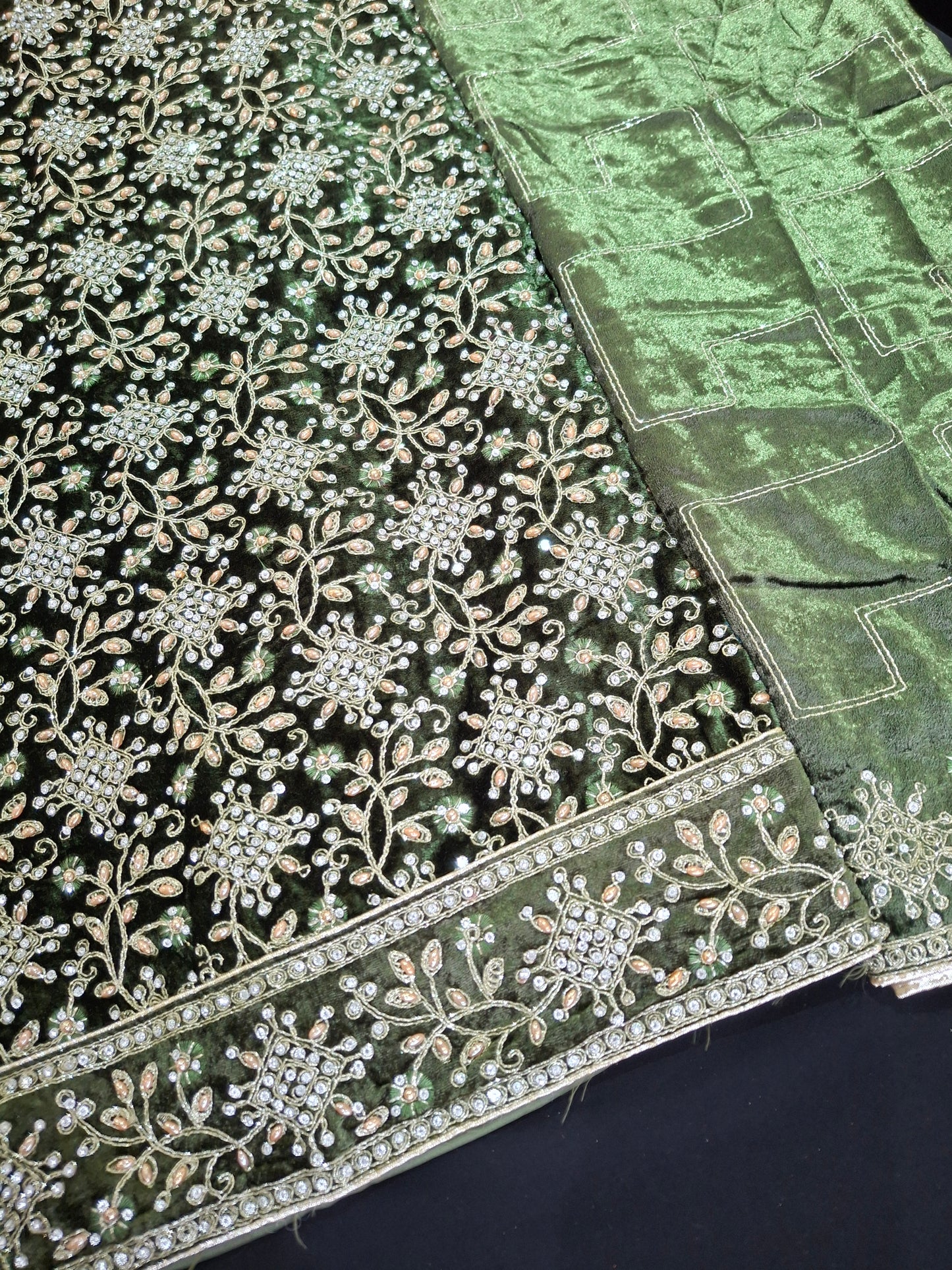 Velvet Embroidered Unstitched 3 Piece Suit Set