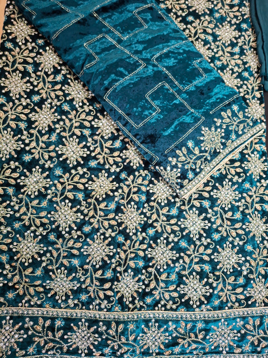 Fancy Velvet Embroidered 3 Piece Suit Set