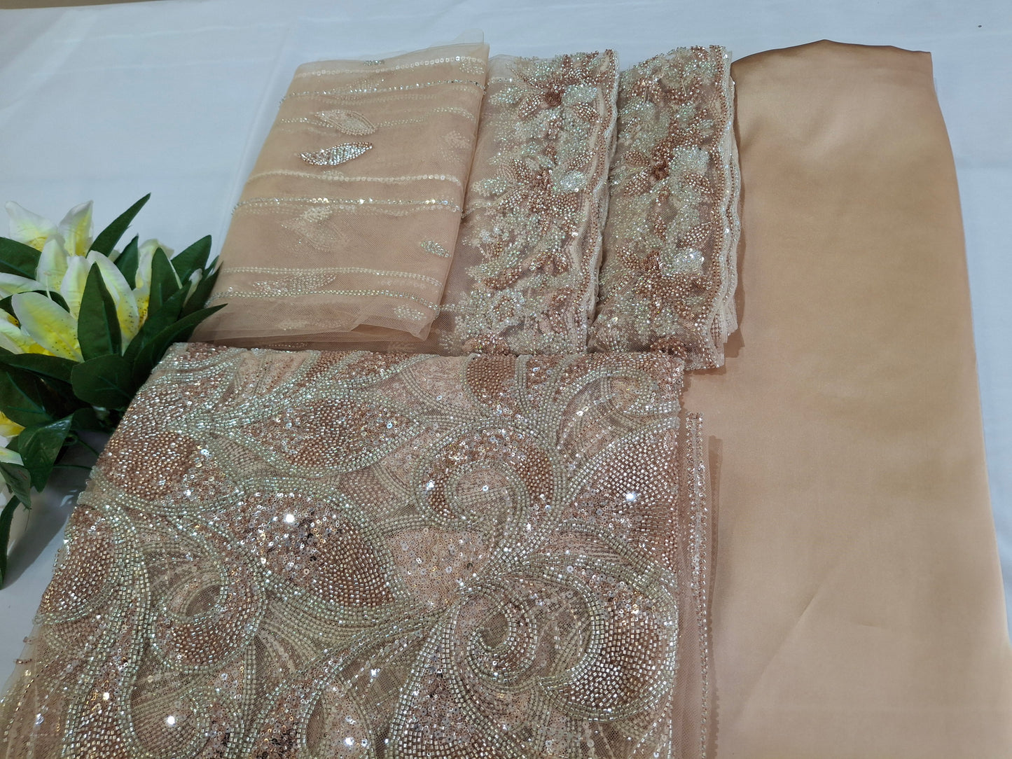 Cut Dana,Sequins,Heavy Embroidered Luxurious Net Fabric(4 piece suit set)