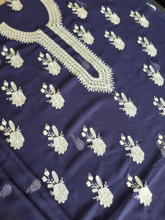 Midnight Bloom, Embroidered Chiffon 4 Piece Suit