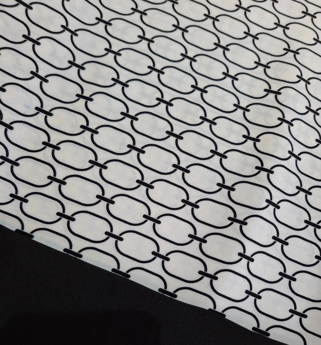 Georgette Soft Mose crepe broken stripes(2-Piece suit set 4-meters)