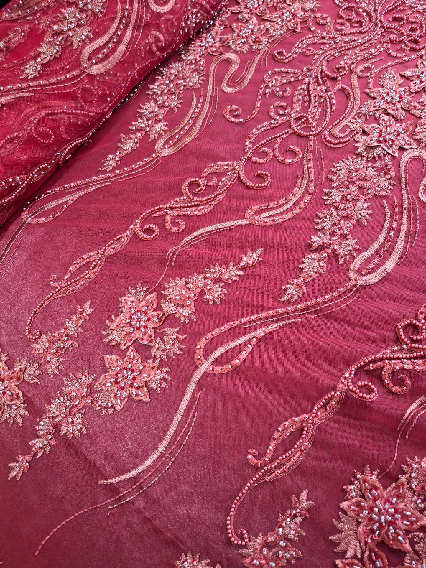 Cut Dana and Pearl Work New Style,Luxurious Embroidered Net