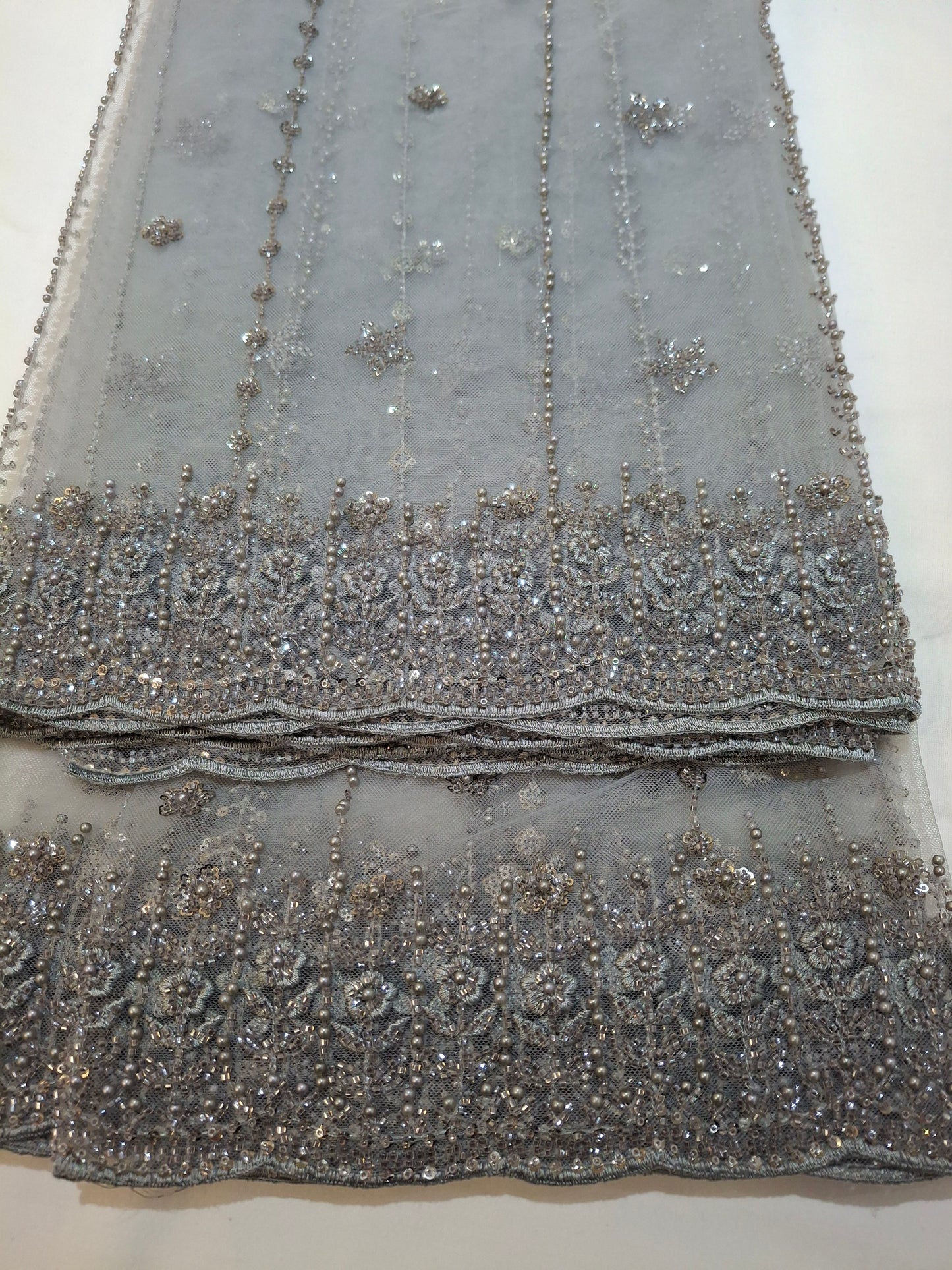 Cut Dana,Net Dupatta Heavy Embroidered Sequins (2.3 meters)