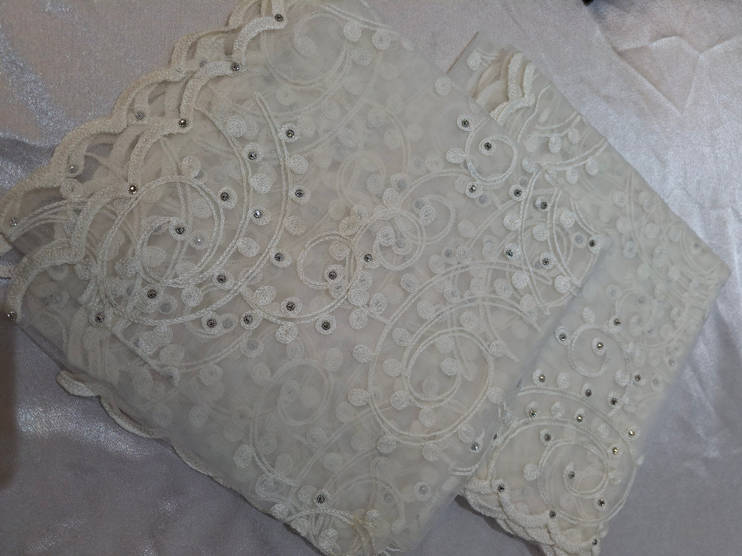 Lightweight Plain Net and Embroidered Dupatta(2.30 meters length)