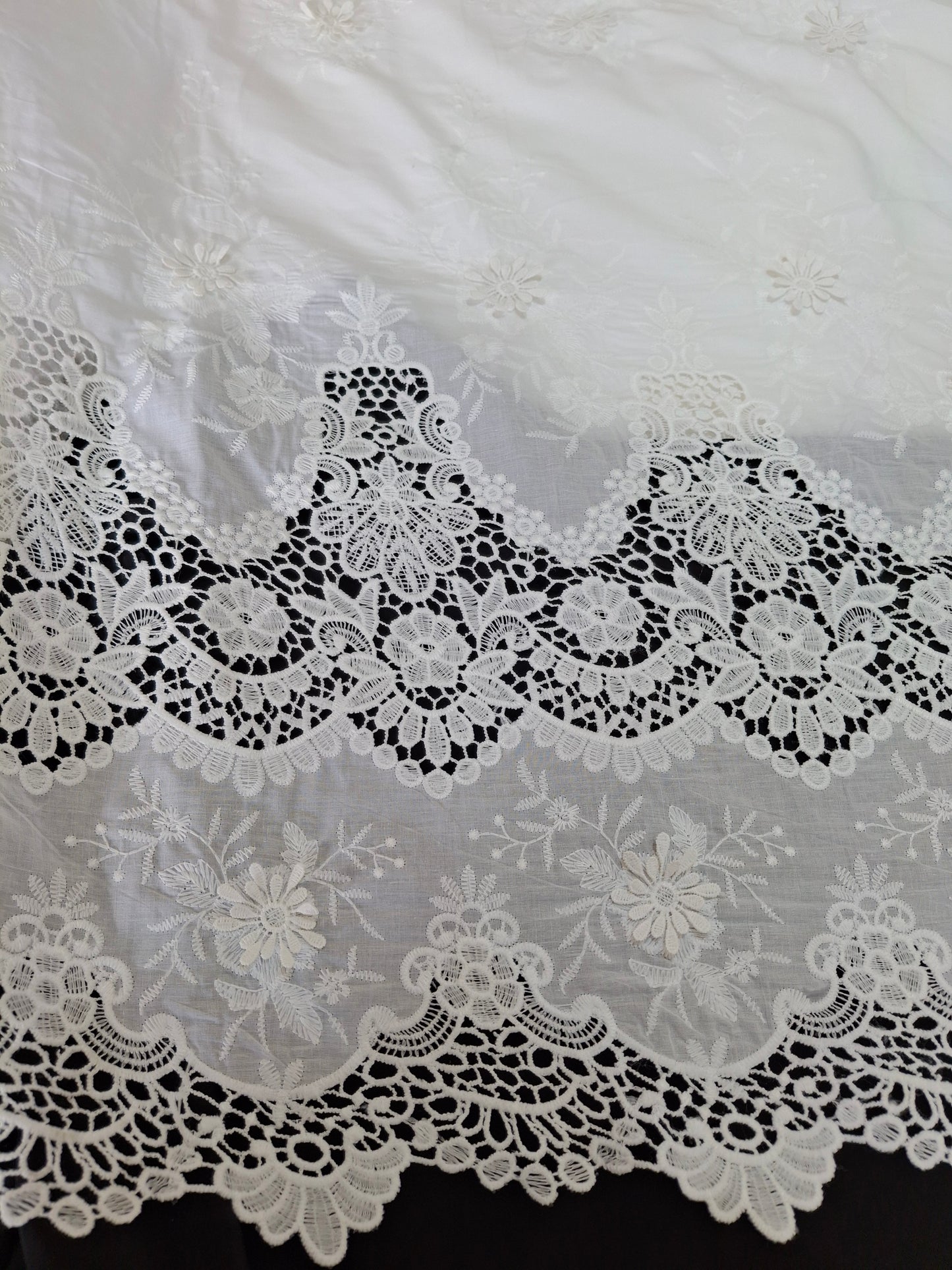 Whispering Blooms White Embroidered Cotton(2 meters)