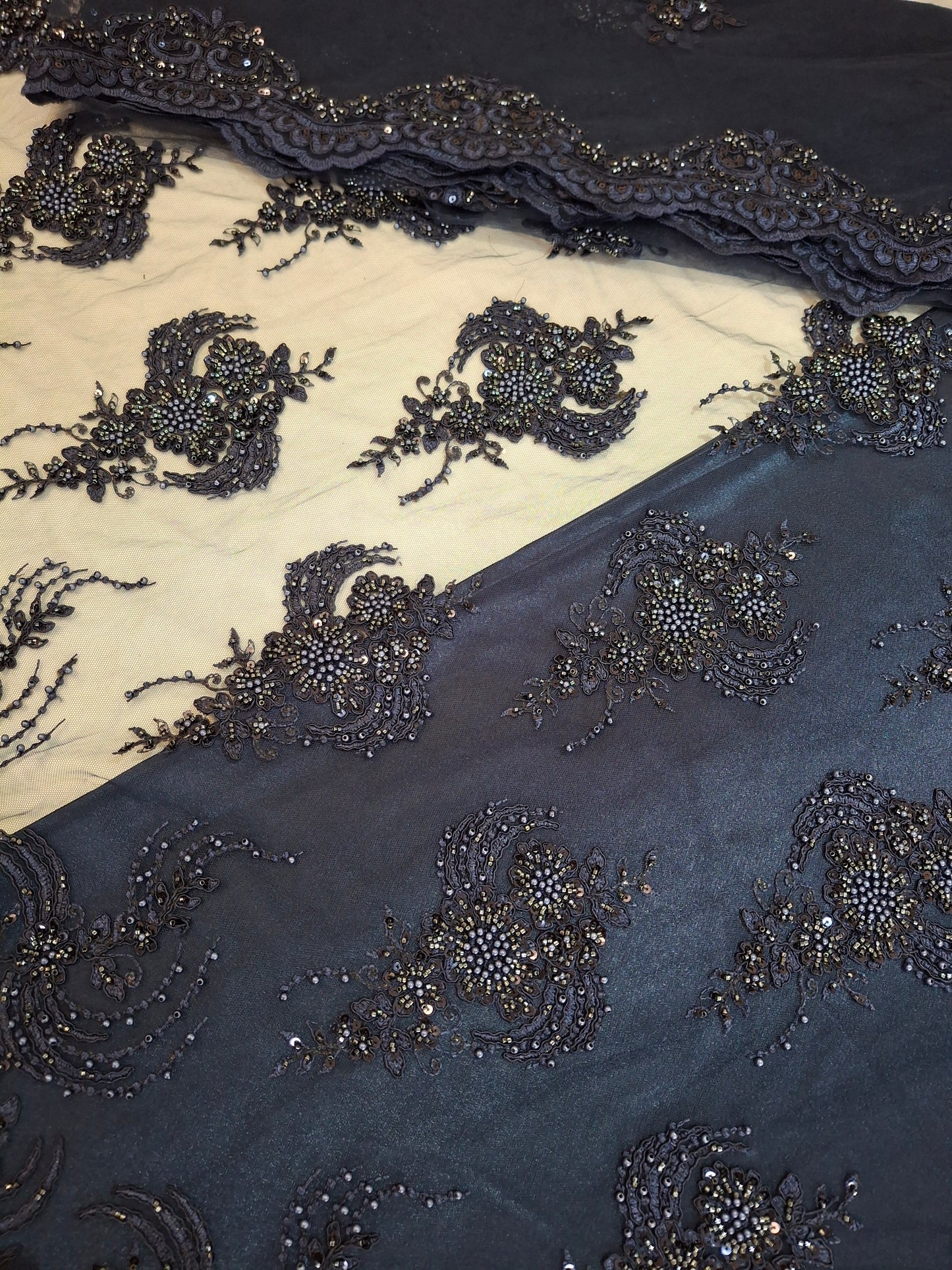 Luxurious Embroidered Navy Blue Net(Full suit set 4 piece)