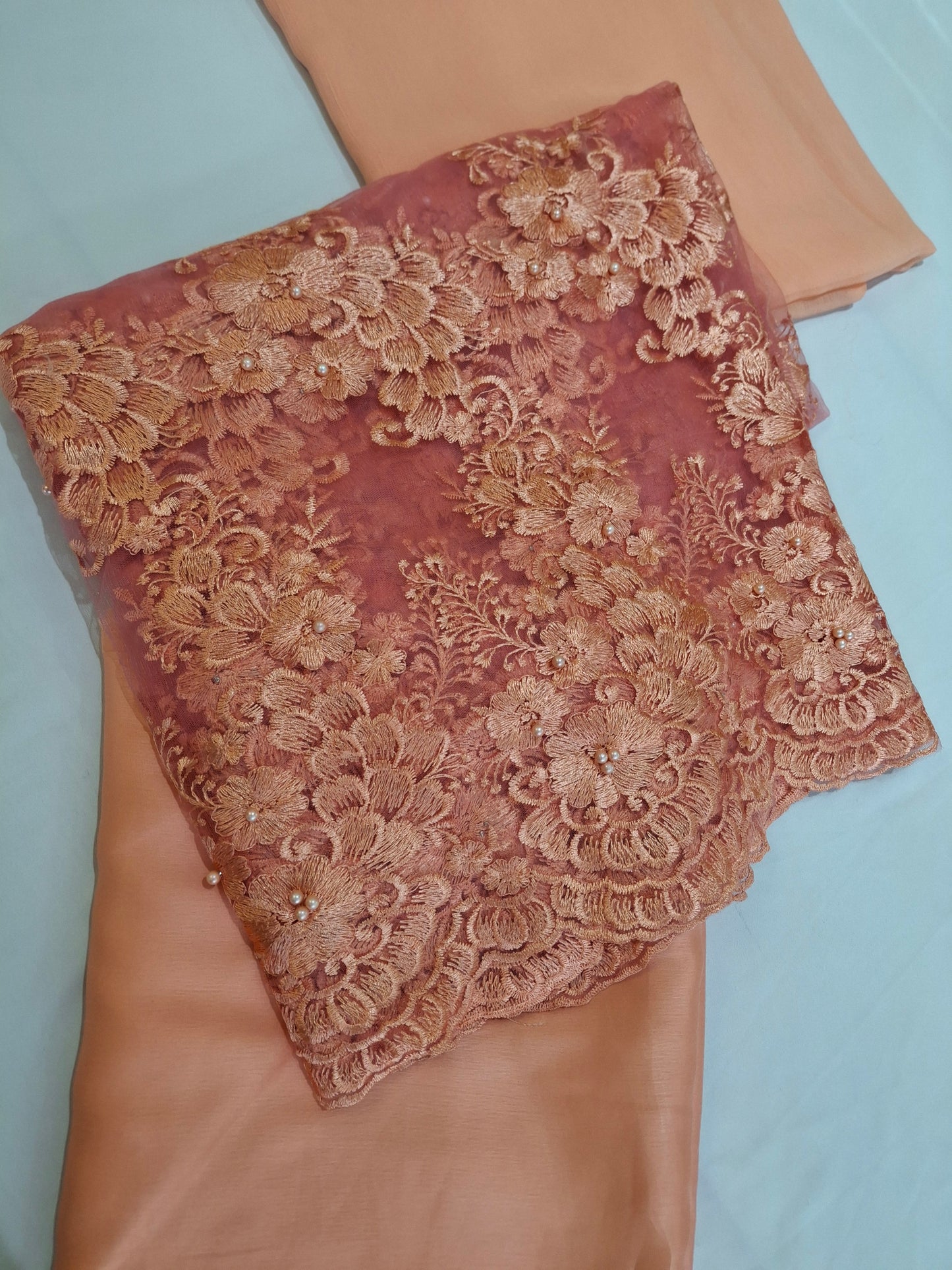 Luxurious Embroidered Net Fabric, 4 piece suit set