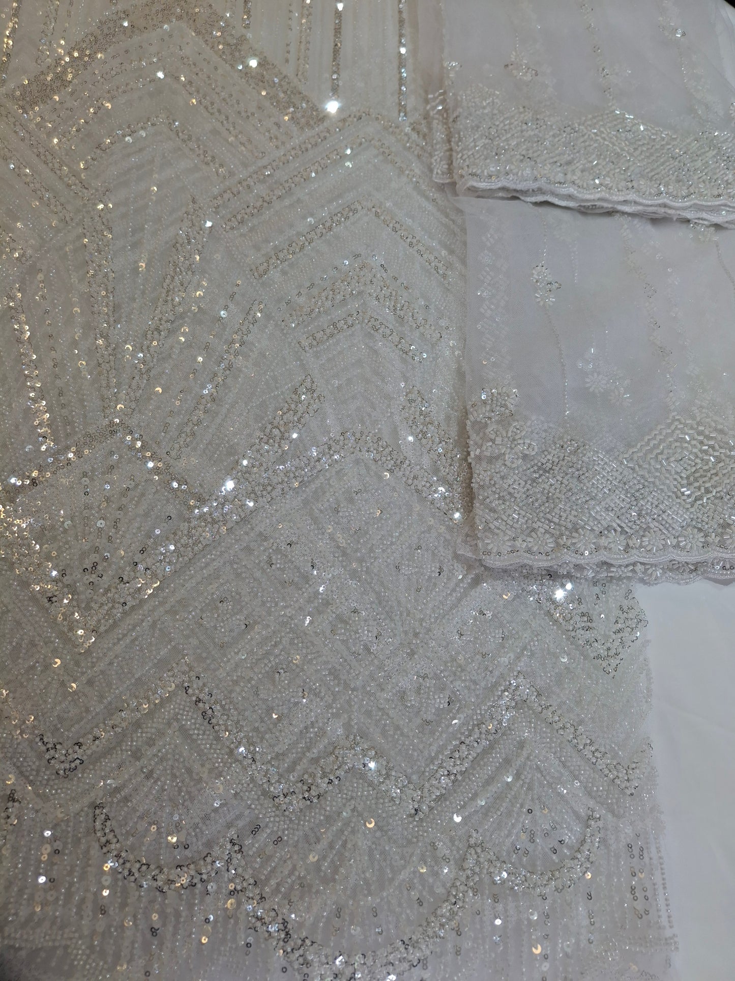 Cut Dana,Sequins,Heavy Embroidered Luxurious Net Fabric(4 piece suit set)