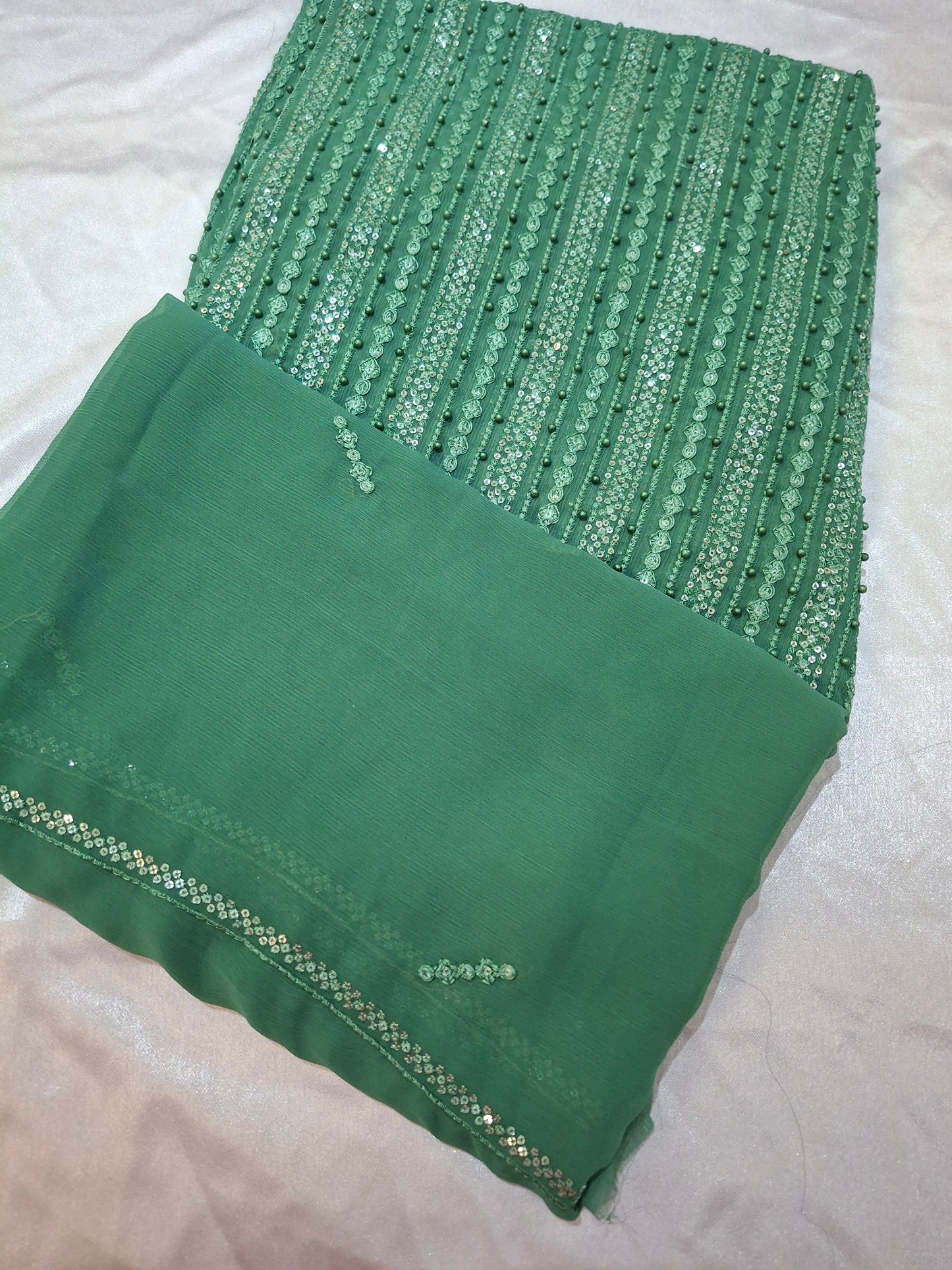 Pure Chiffon Unstitched Dress,4 piece suit set