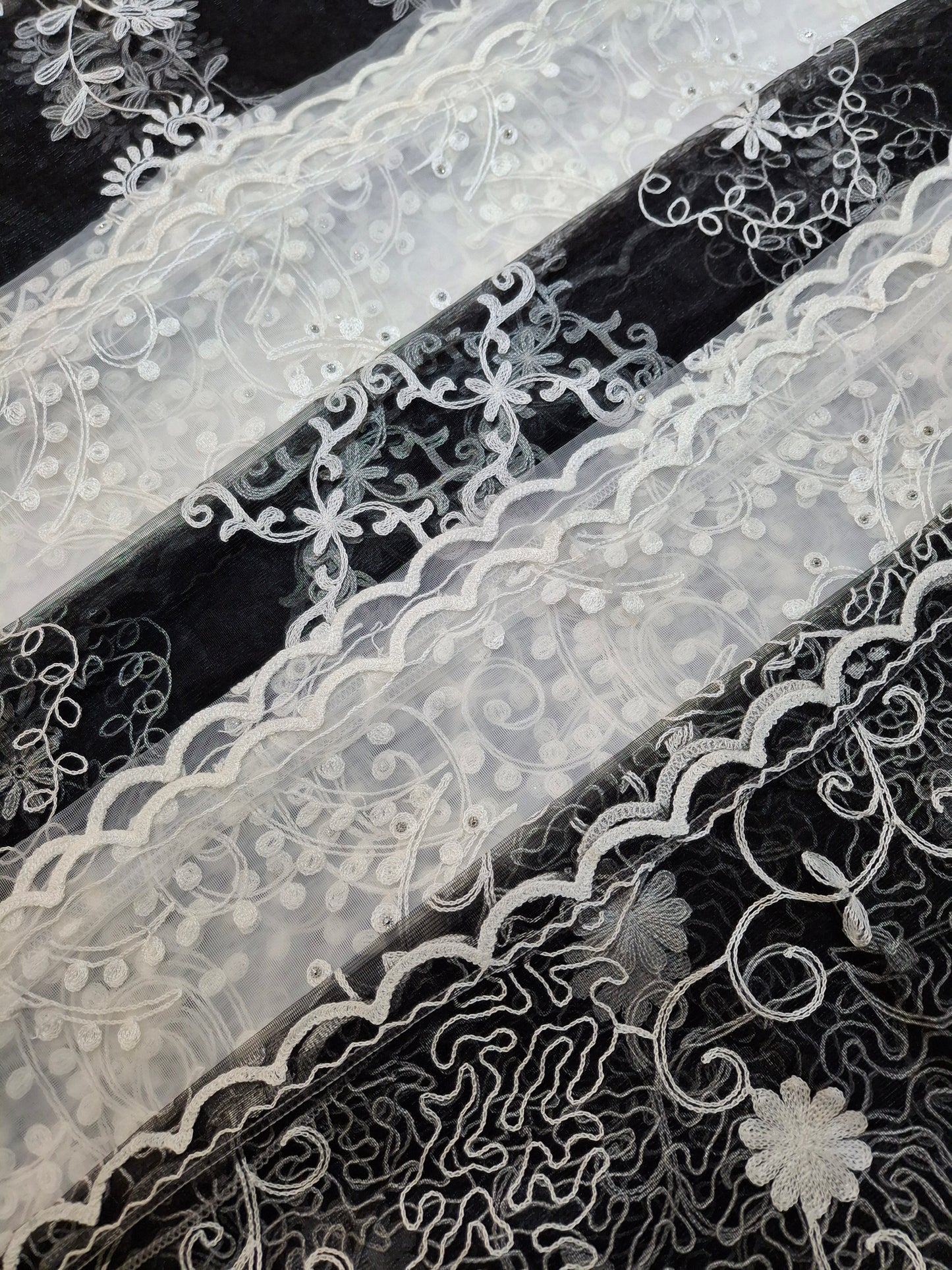 Lightweight Plain Net and Embroidered Dupatta(2.30 meters length)