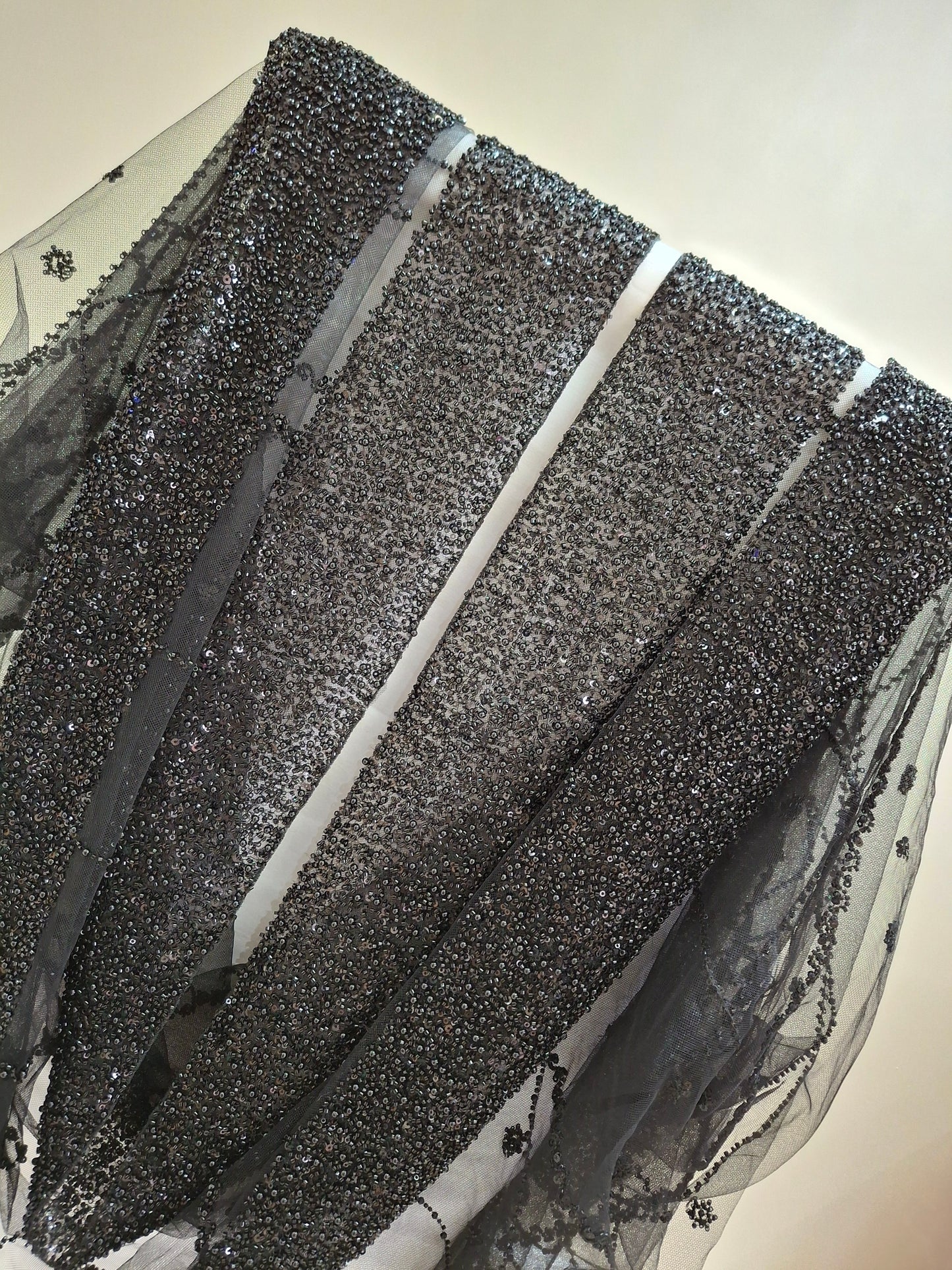 Cut Dana Heavy Diamond Embroidered Net(sold by the meters)