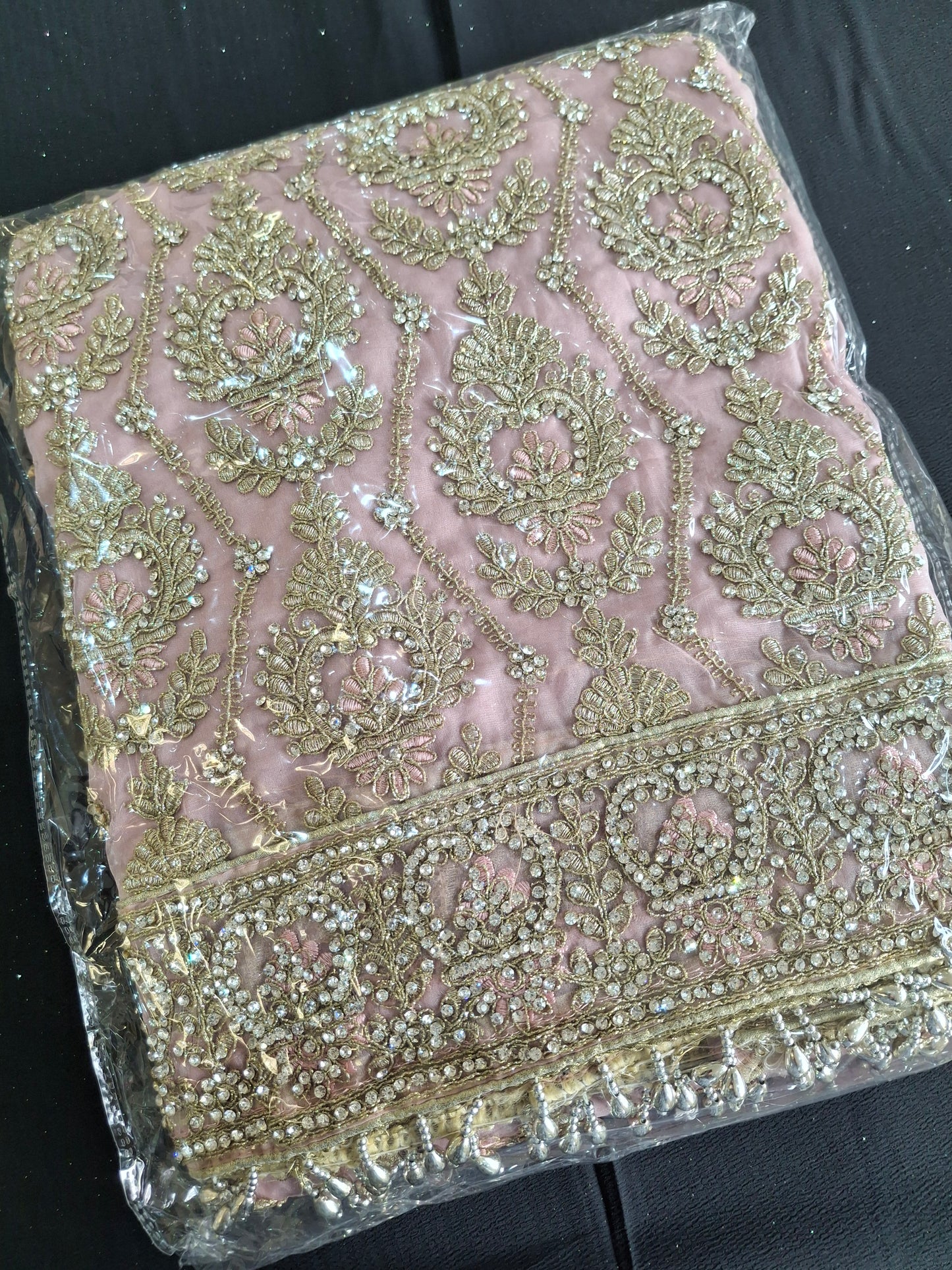 Fancy Embroidered Net Lace lightweight fabrics,4 piece suit set