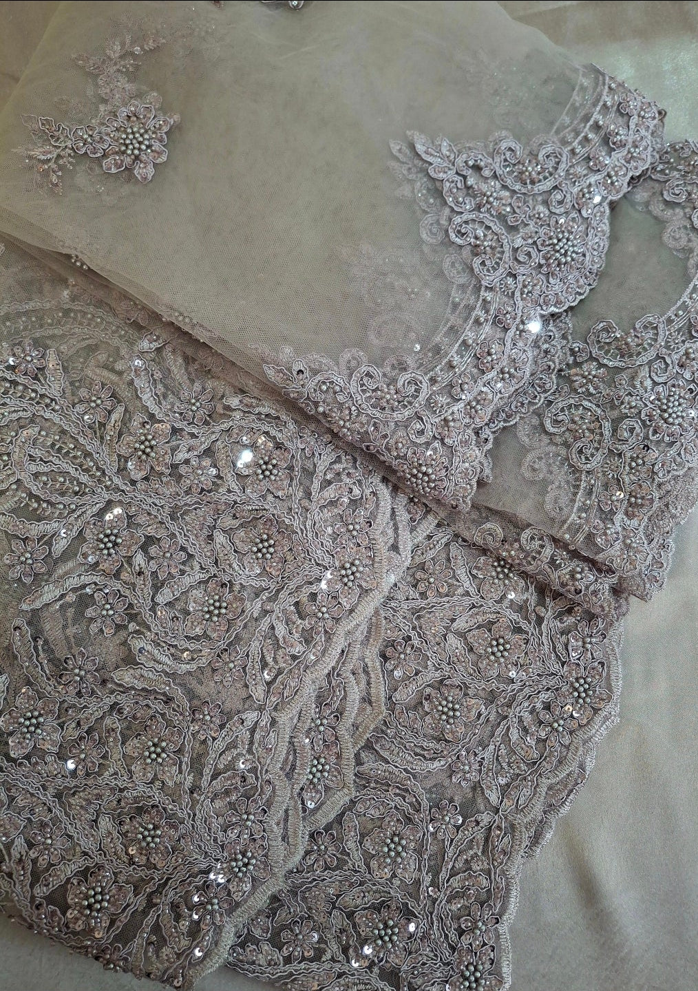 Luxurious Embroidered Navy Blue Net(Full suit set 4 piece)