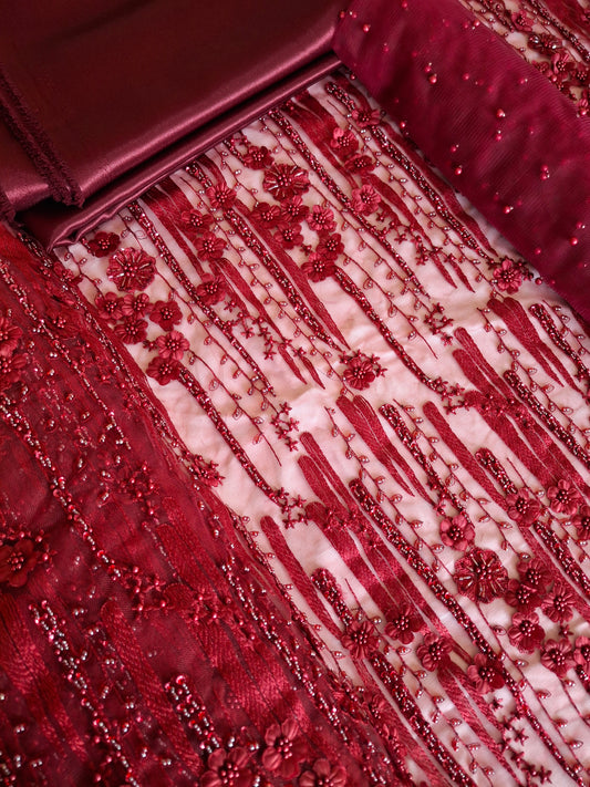 Cut dana,Luxurious Sequins Multicolour Heavy Net,4 piece suit set