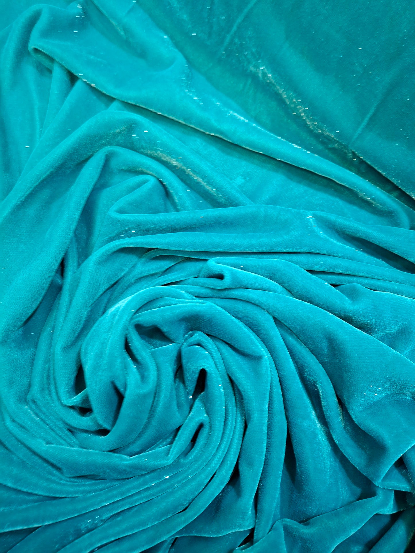 Luxurious Velvet Aqua Sparkle Lightweight,Sold by the meter