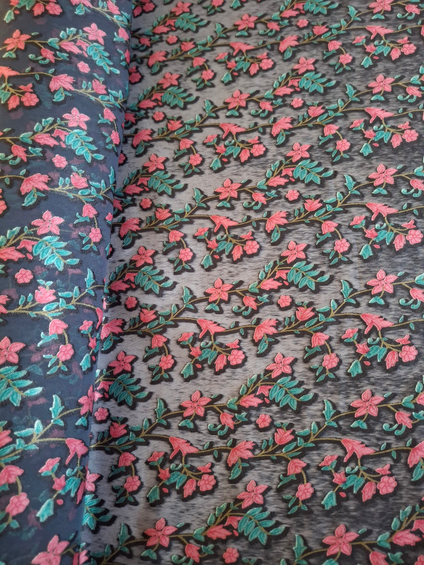 Baroshia Jacquard Pinky Flower Printed Fabrics Top Quality(sold by the meters)