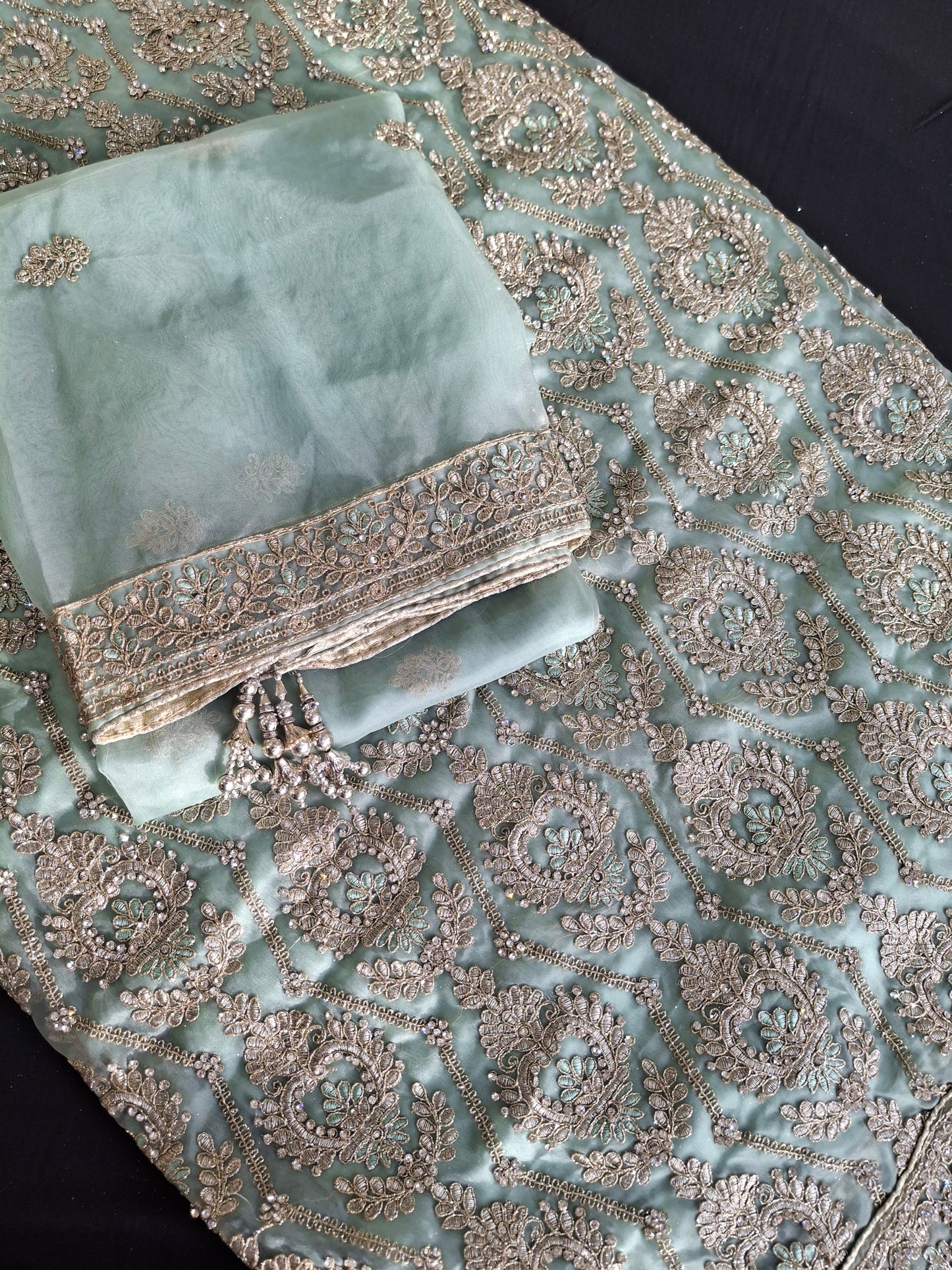 Embroidered Fancy Net,chiffon,4 piece suit set
