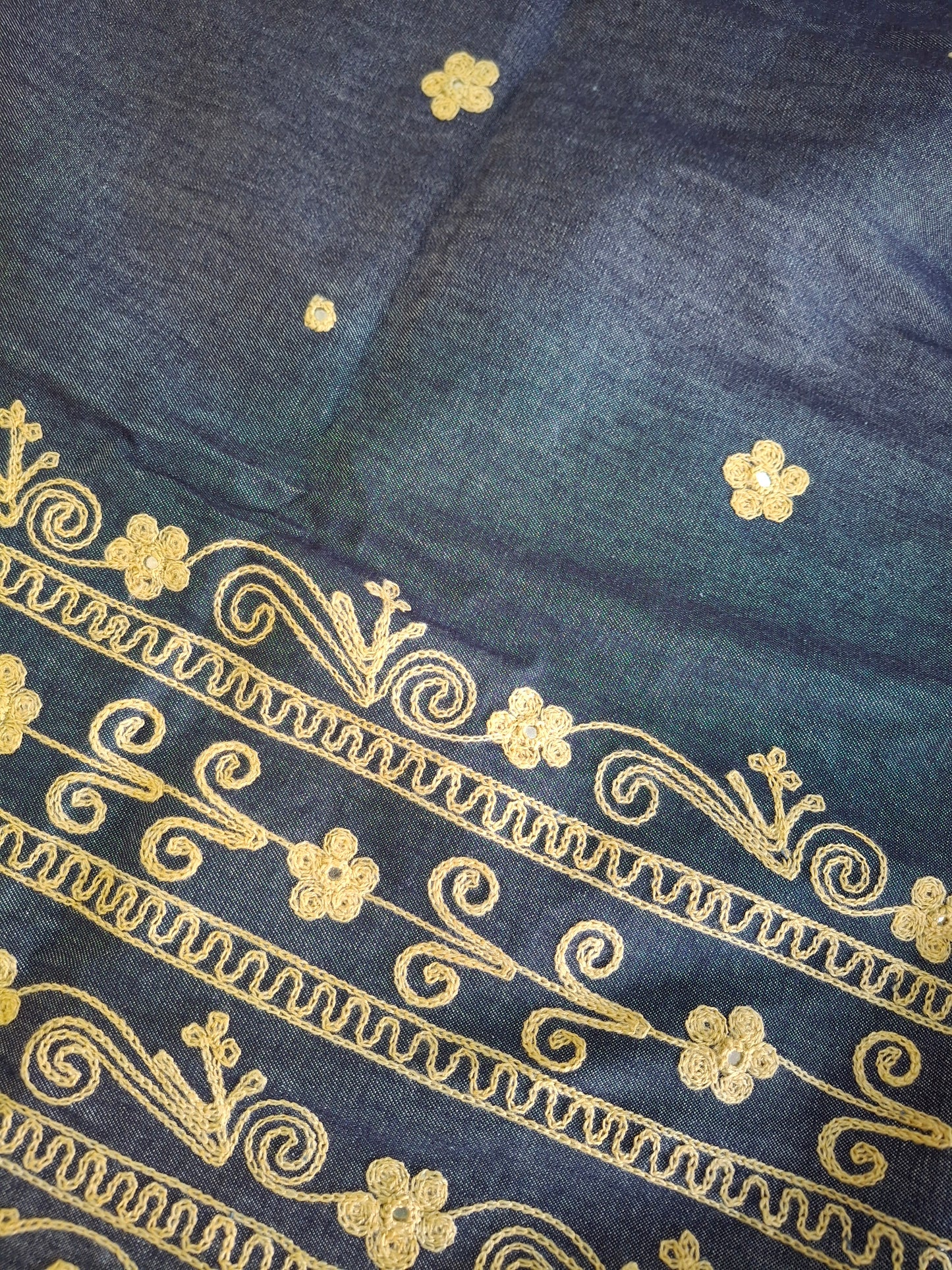 Embroidered Denim Cotton jeans fabrics Top Quality(2 yards,70"width)