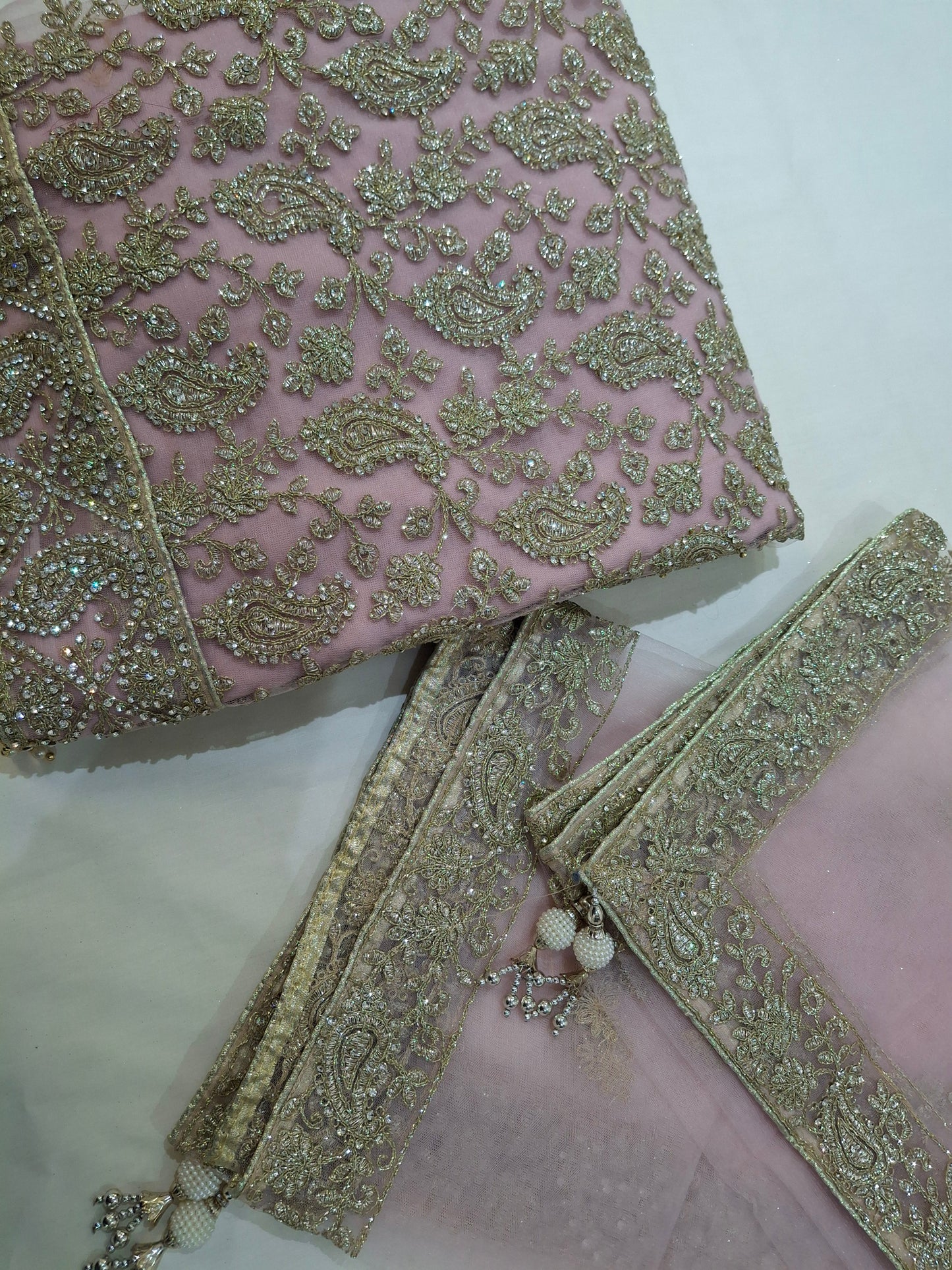 Embroidered Fancy Net,chiffon,4 piece suit set