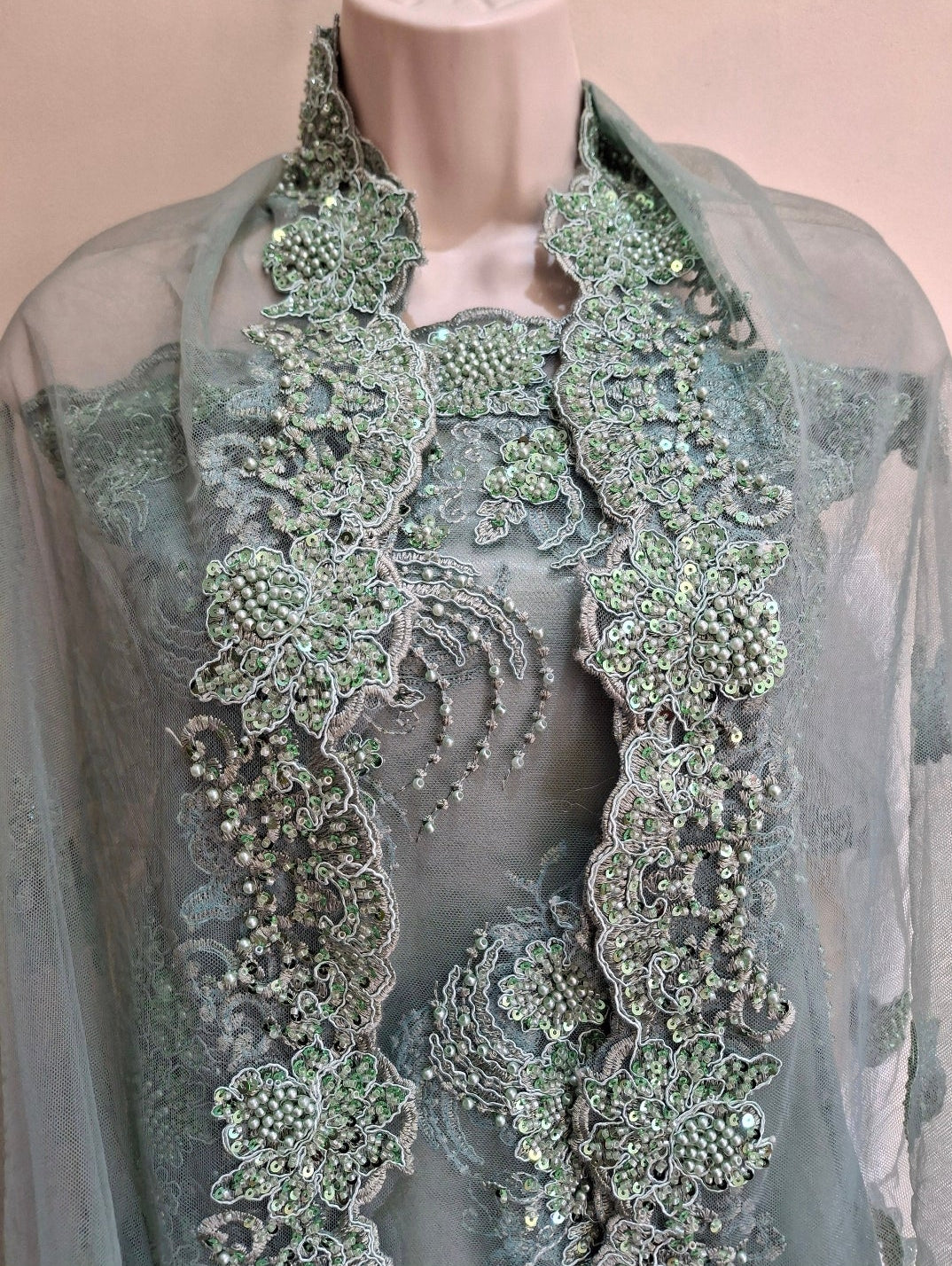 Luxurious Embroidered Navy Blue Net(Full suit set 4 piece)